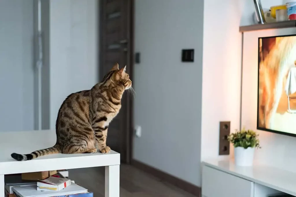 هل تستطيع القطط مشاهدة التلفاز